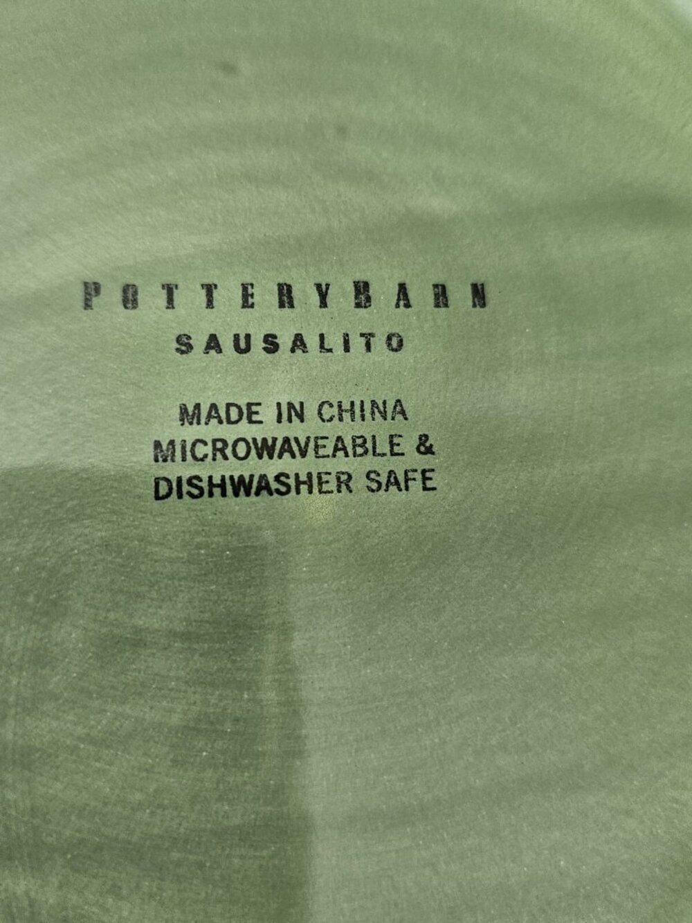 Pottery Barn Sausalito Moss Green Dinner Plates 12" color stoneware set-2 flaw* - Picture 5 of 10
